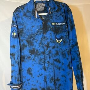MENS TIE DYE AFFLICTION BUTTON DOWN LONG SLEEVE SHIRT XL